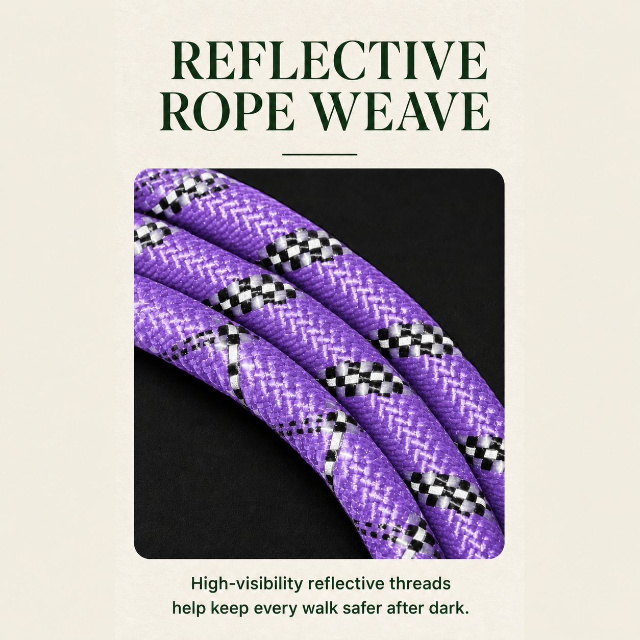 HERDWILD Reflective Rope Dog Leash - Violet Purple