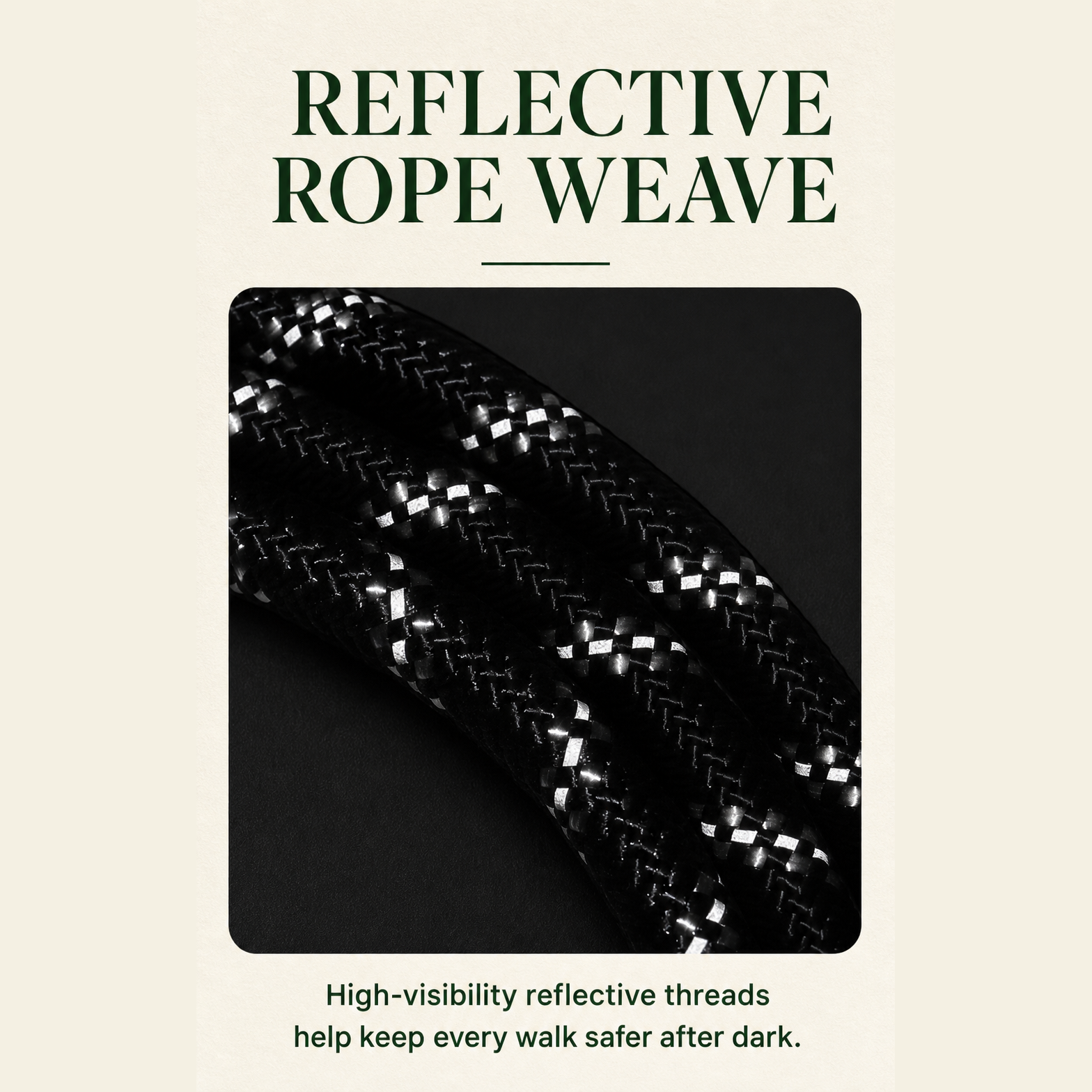HERDWILD Reflective Rope Dog Leash - Black