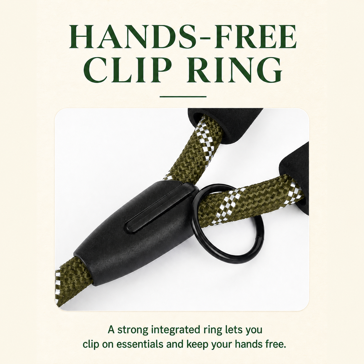 HERDWILD Reflective Rope Dog Leash - Olive Green