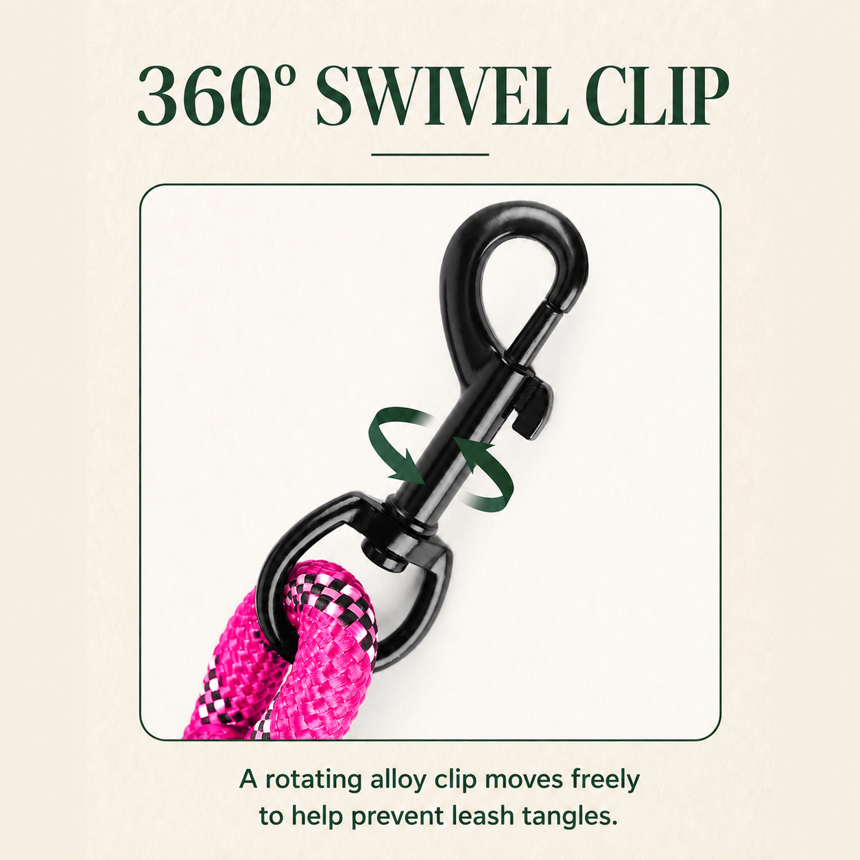 HERDWILD Reflective Rope Dog Leash - Rose Pink