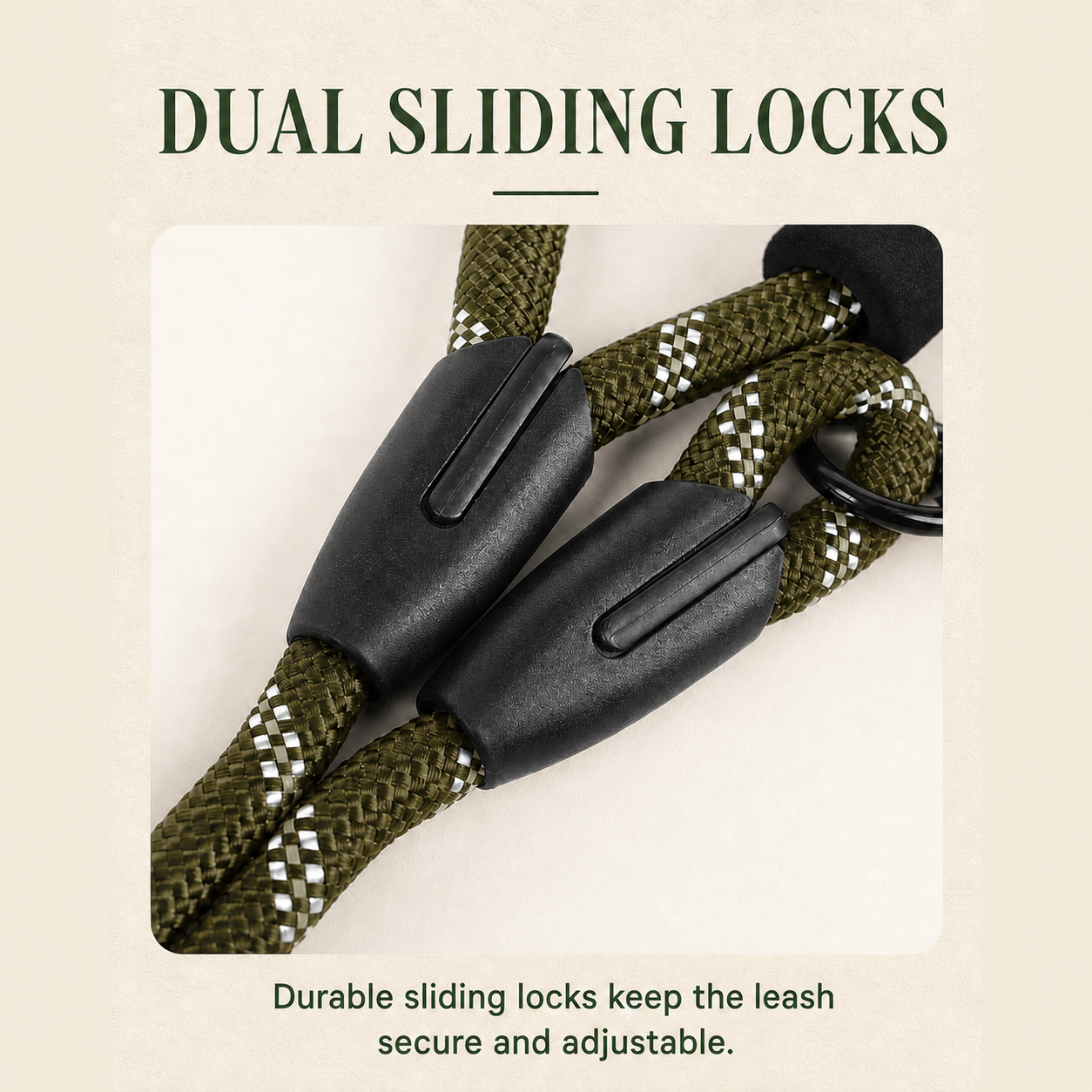 HERDWILD Reflective Rope Dog Leash - Olive Green