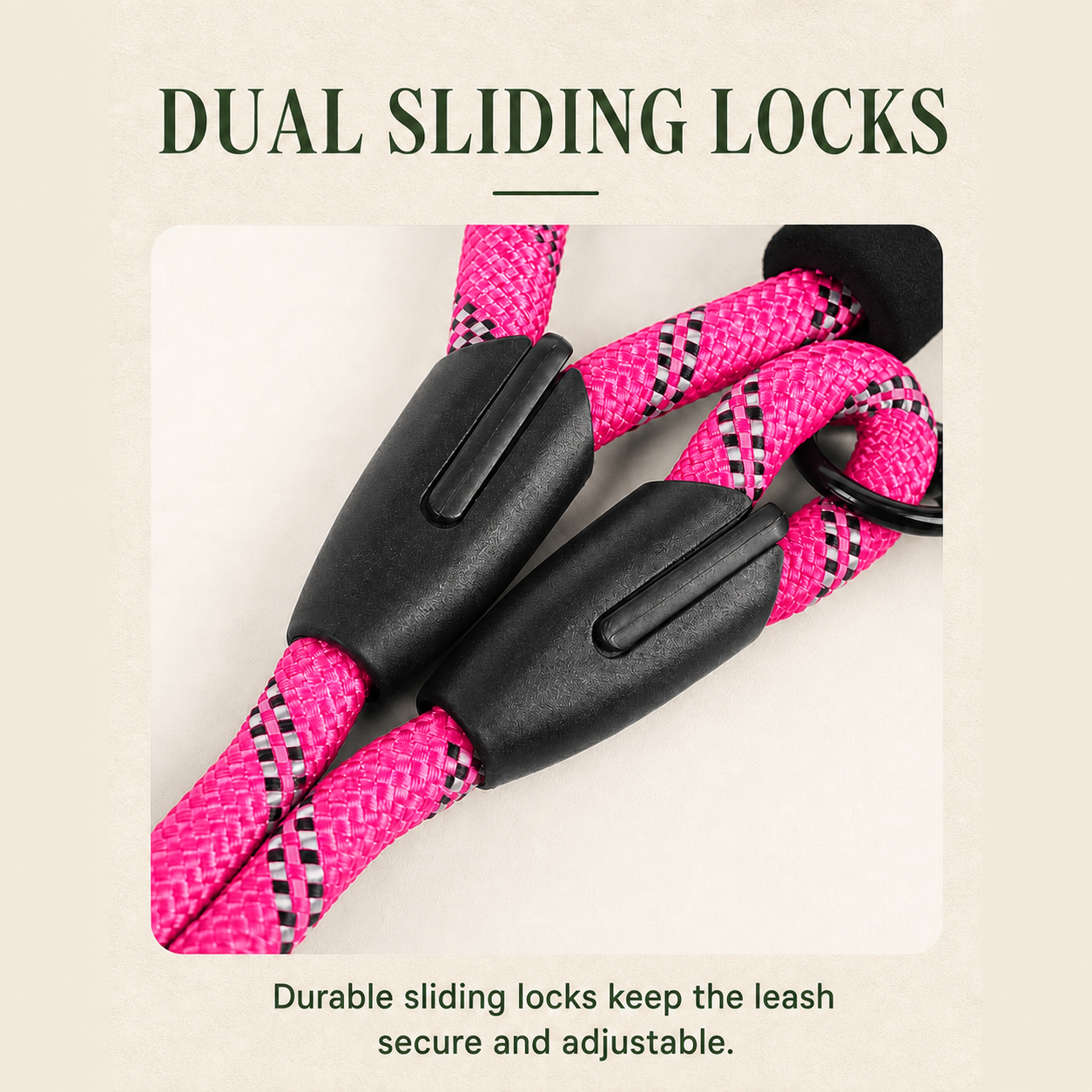 HERDWILD Reflective Rope Dog Leash - Rose Pink