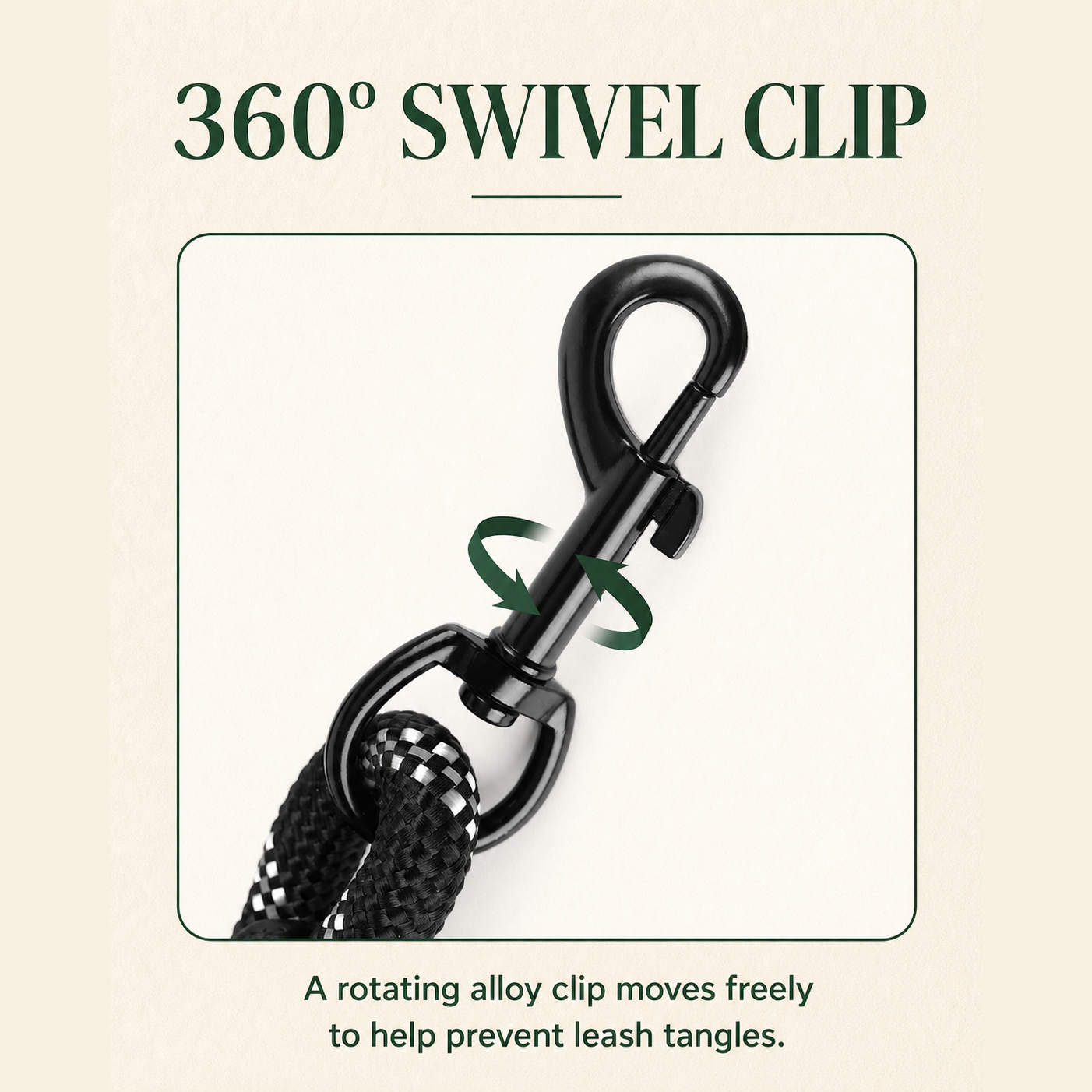 HERDWILD Reflective Rope Dog Leash - Black
