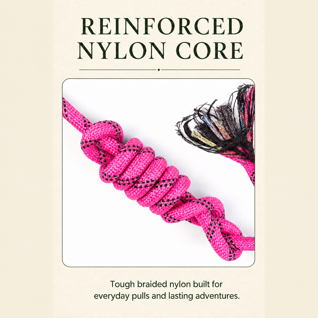 HERDWILD Reflective Rope Dog Leash - Rose Pink