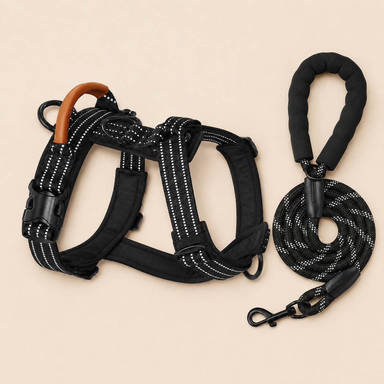 HERDWILD Reflective Harness & Leash Set - Black