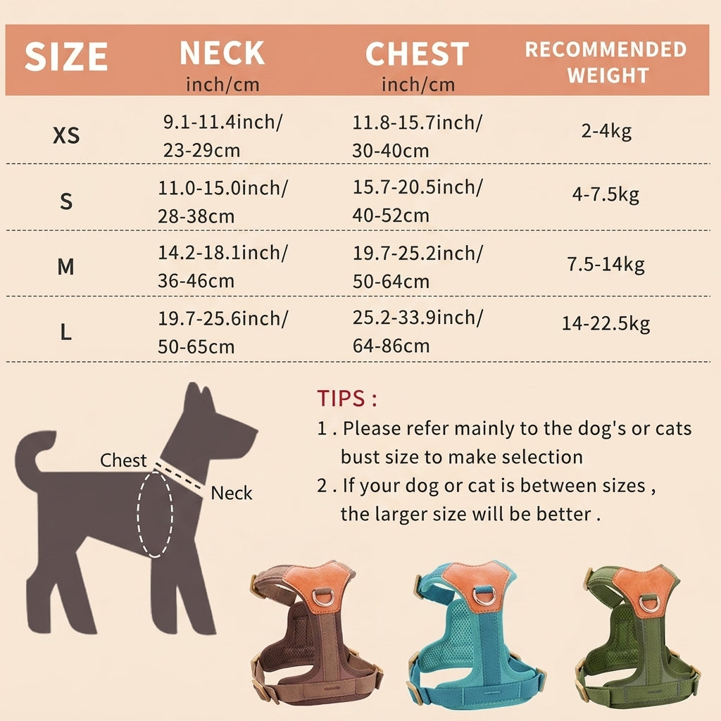HERDWILD Breathable Dual-Clip Dog Harness - Chestnut Brown