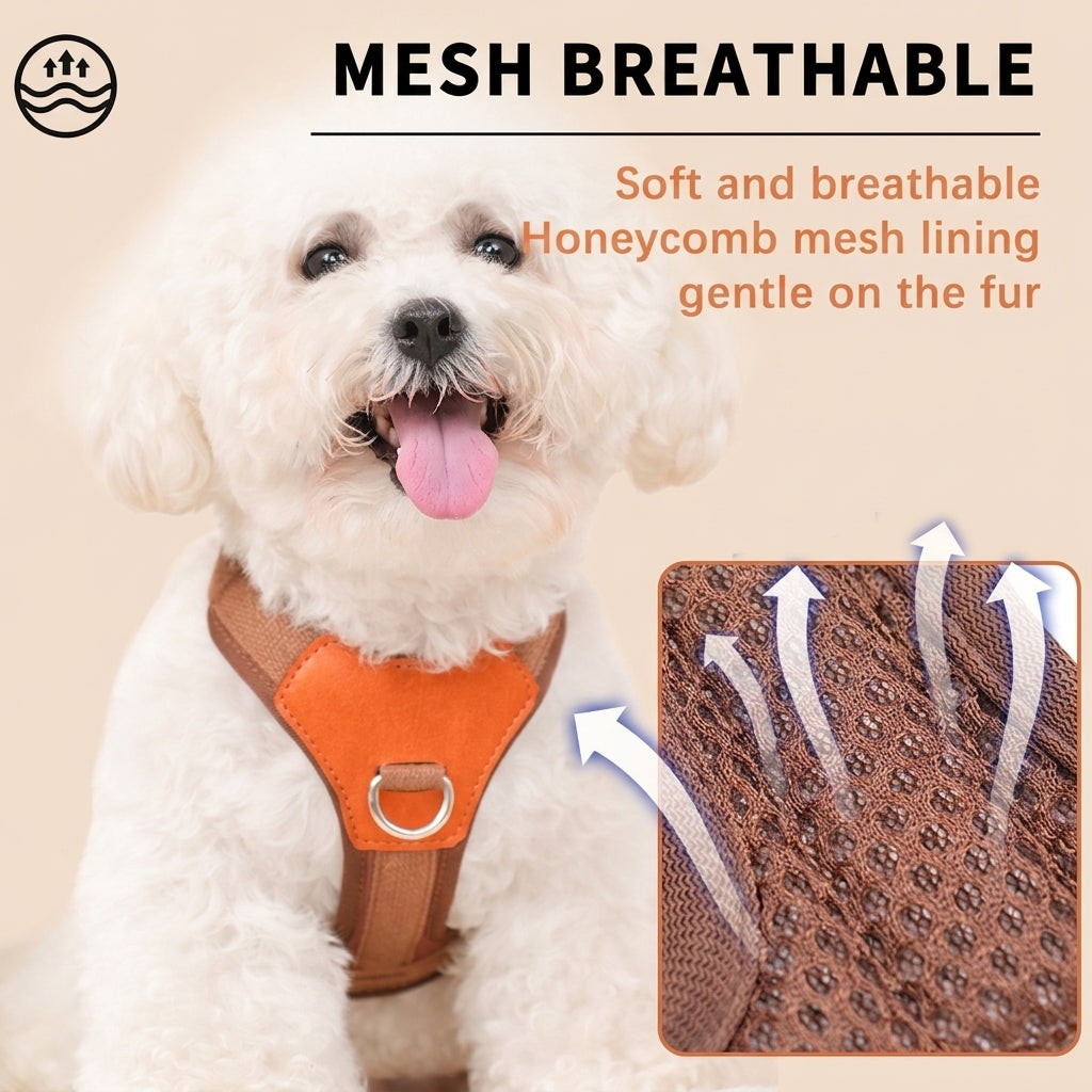 HERDWILD Breathable Dual-Clip Dog Harness - Chestnut Brown