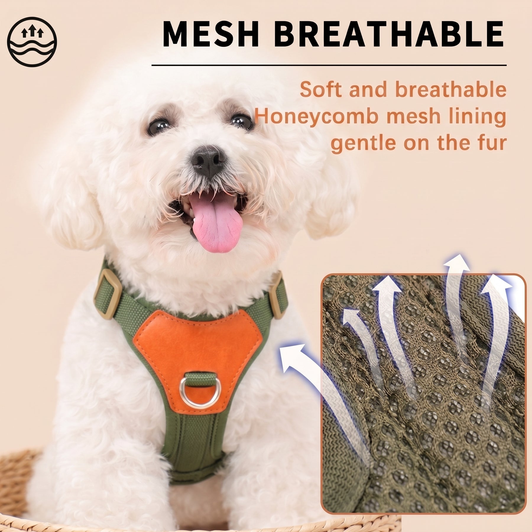 HERDWILD Breathable Dual-Clip Dog Harness - Olive Green