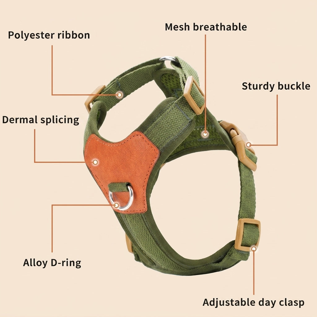 HERDWILD Breathable Dual-Clip Dog Harness - Olive Green