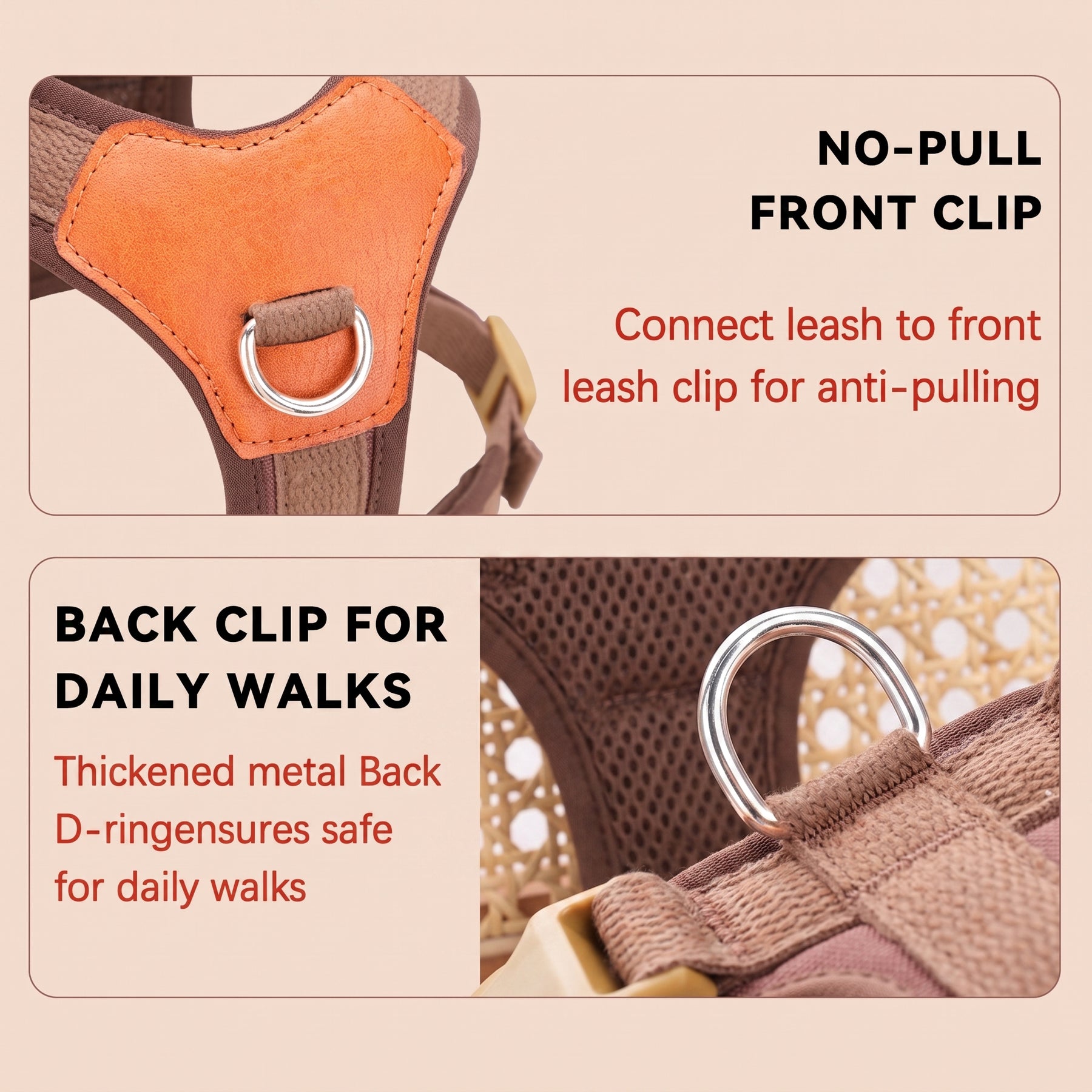 HERDWILD Breathable Dual-Clip Dog Harness - Chestnut Brown