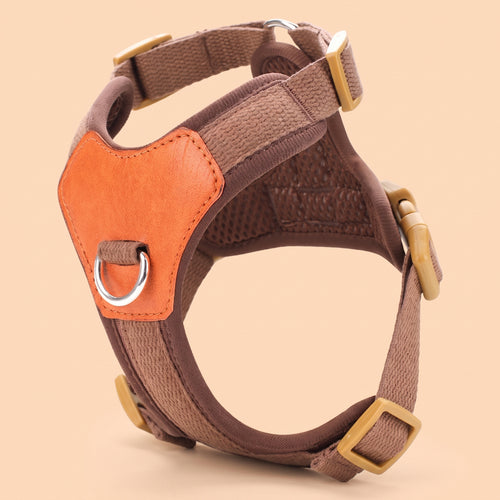 HERDWILD breathable dual-clip dog harness in Chestnut Brown