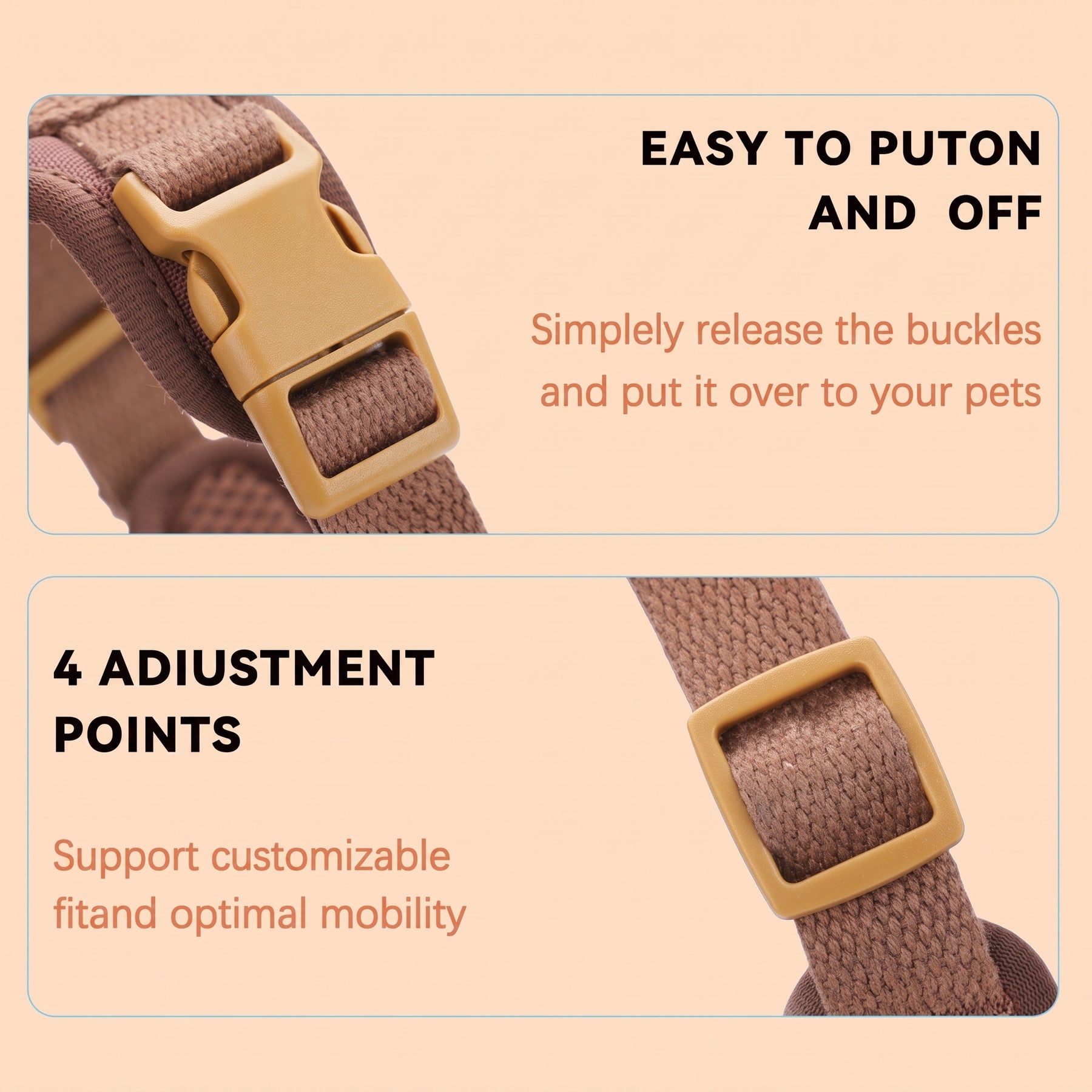 HERDWILD Breathable Dual-Clip Dog Harness - Chestnut Brown