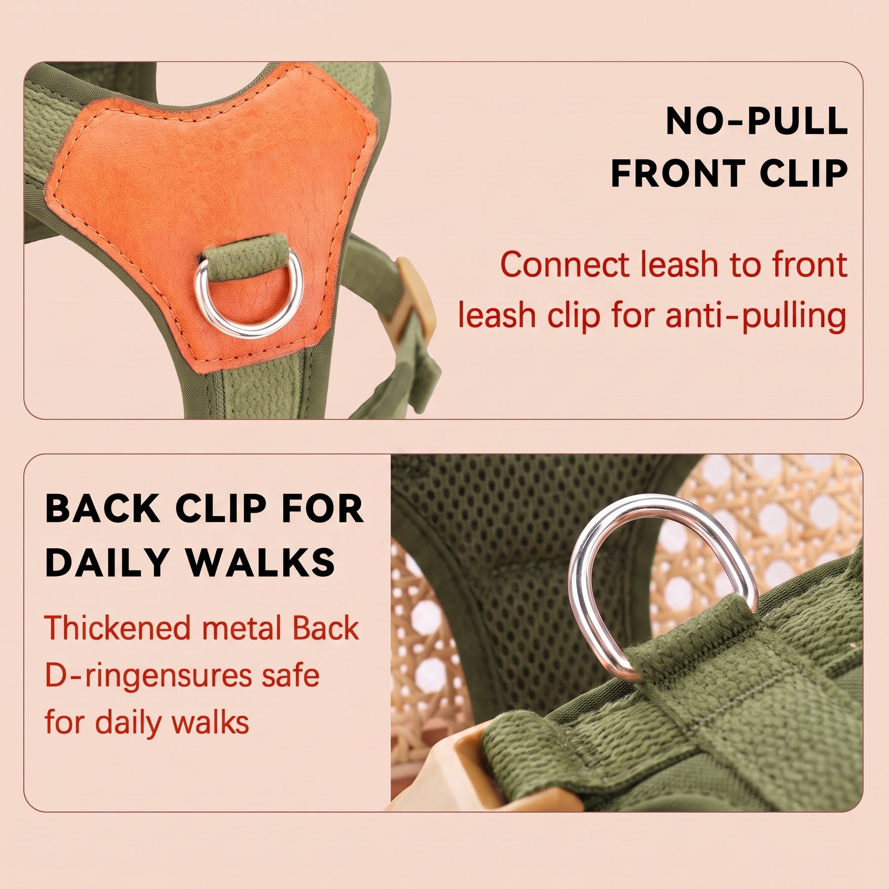 HERDWILD Breathable Dual-Clip Dog Harness - Olive Green