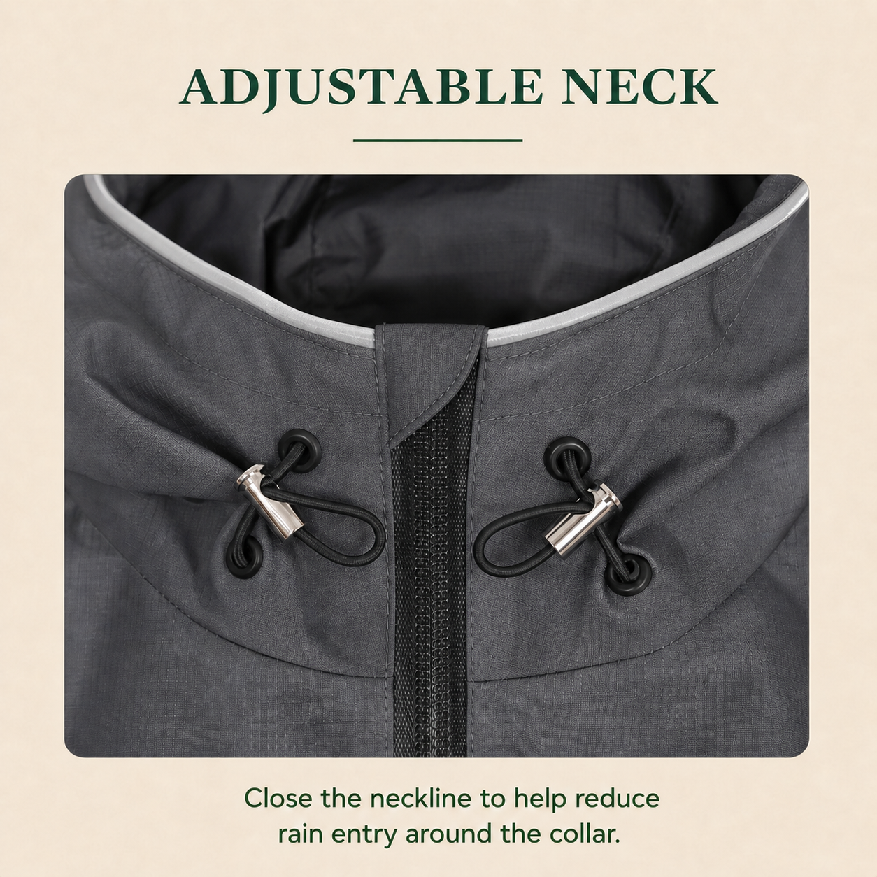 Raincoat detail - adjustable neck