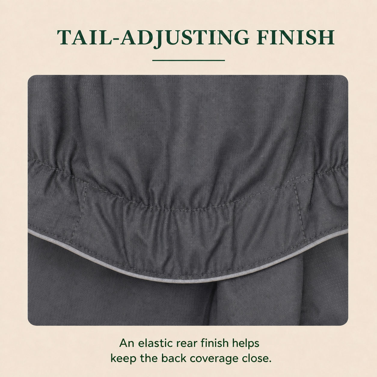 Raincoat detail - tail-adjusting finish