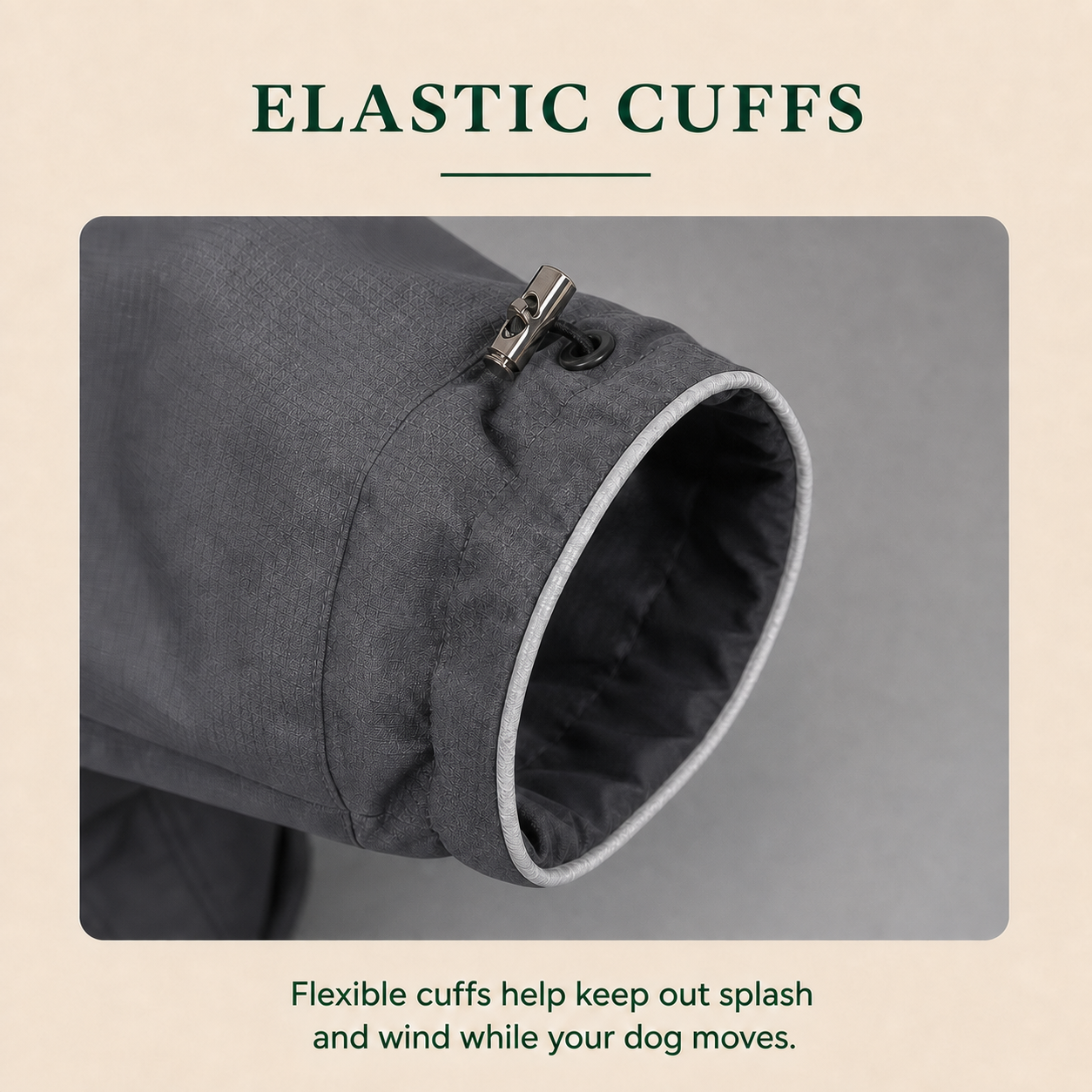 Raincoat detail - elastic cuffs