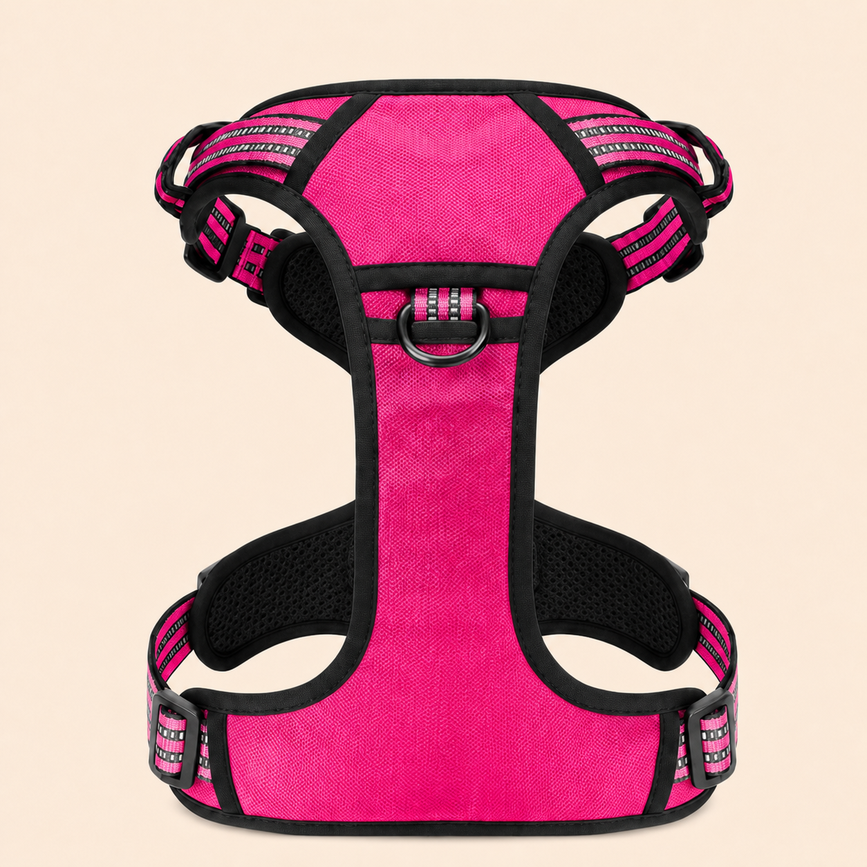 HERDWILD Reflective Dog Harness in Rose Pink - back view